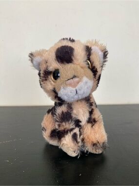 Spotted Cat Plush Leopard Cheetah Small 5” Stuffed Animal Brown & Black Sitting